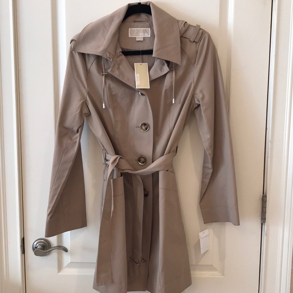 Michael Kors Tan Button Down Jacket with Belt